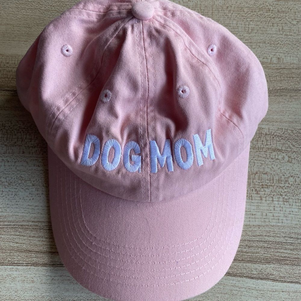port authority pink embroidered dog mom baseball cap hat